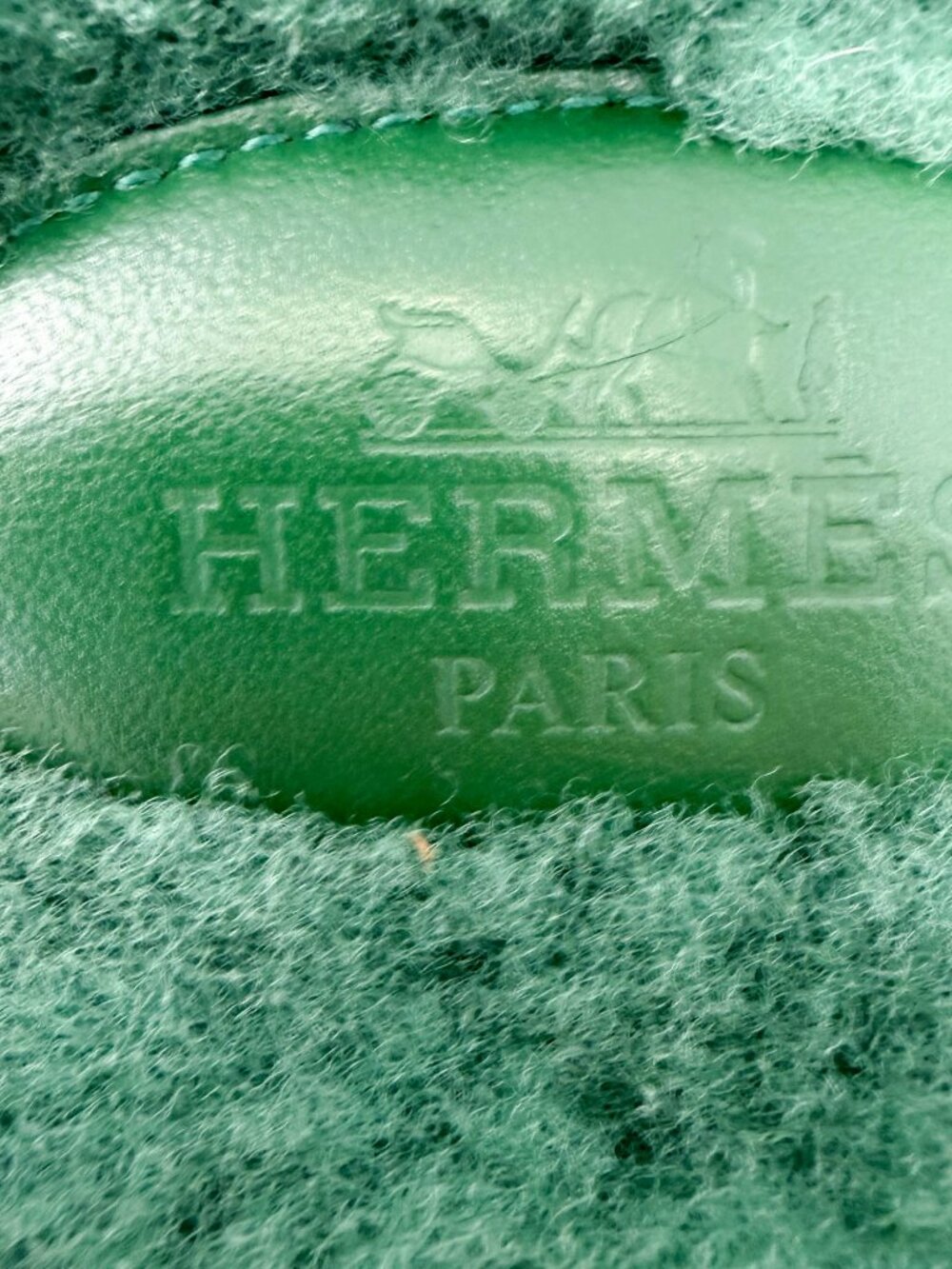 Hermes Oran Woolskin Sandals - Vert Anglais Shearling - Picture 5 of 8